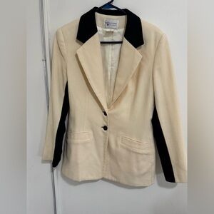 vintage Reflections by Spiegel 100% wool women's blazer in cream and black S 10